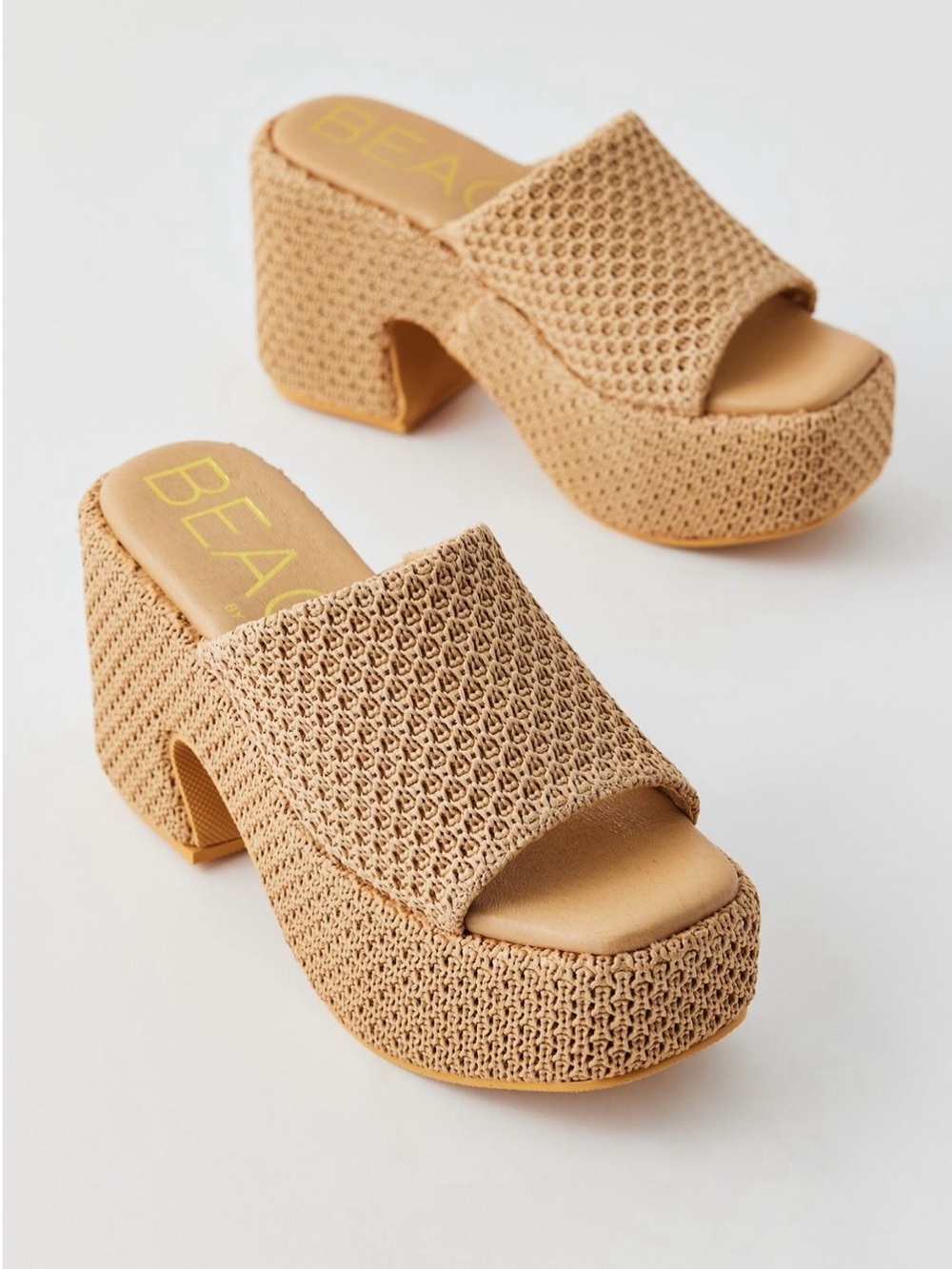 Beach By Matisse Como Beige Platform Slide Mule Heels for Women